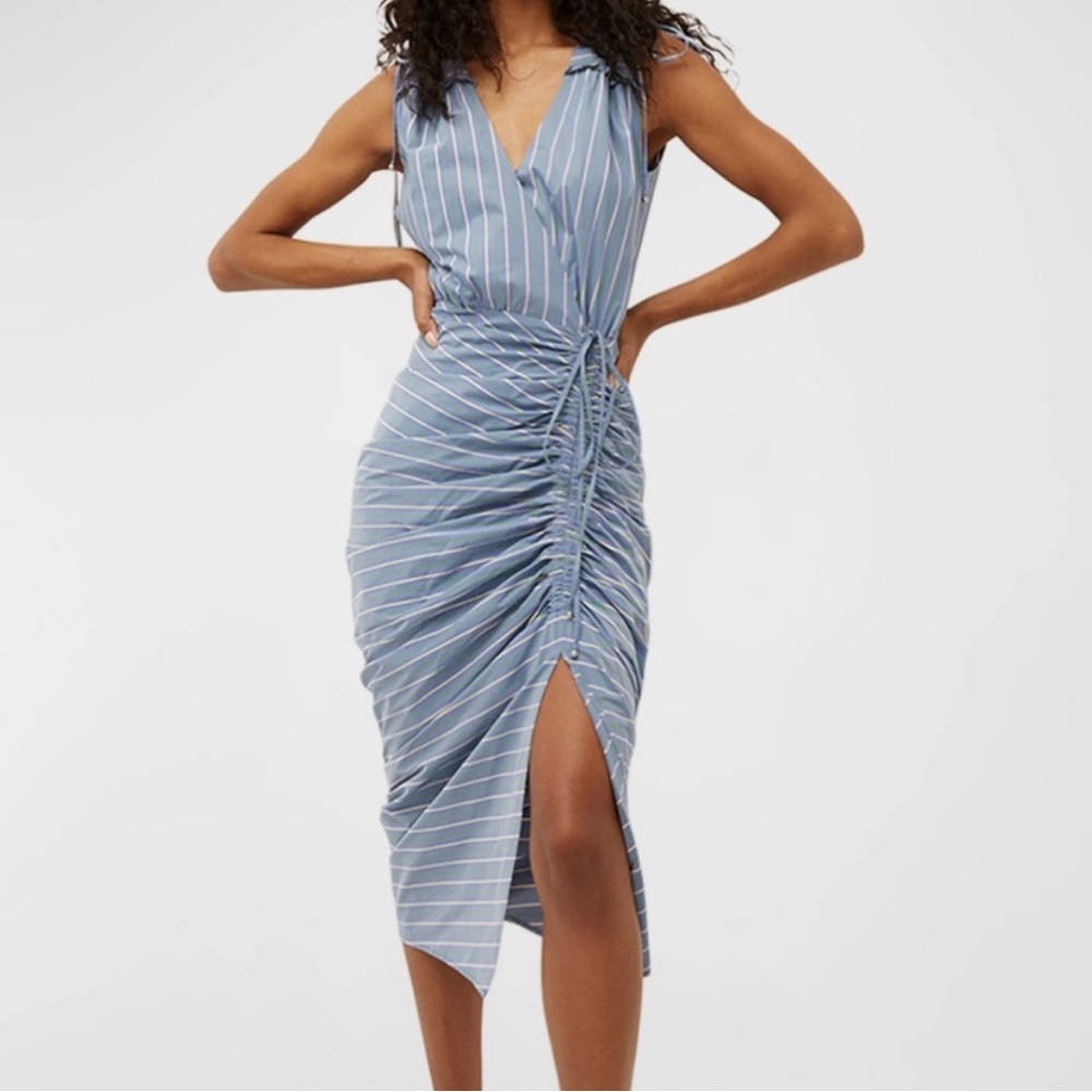 Veronica Beard Teagan Striped Midi Wrap Dress 0 new